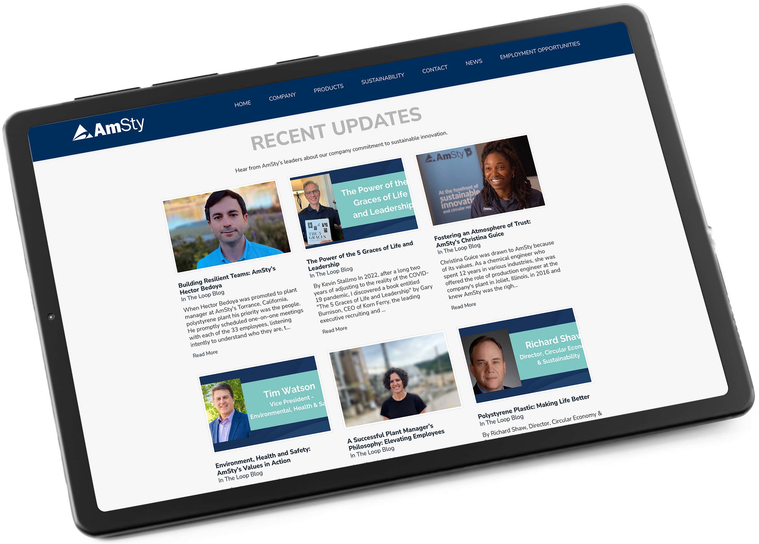 Screenshot of web page showing blog entries